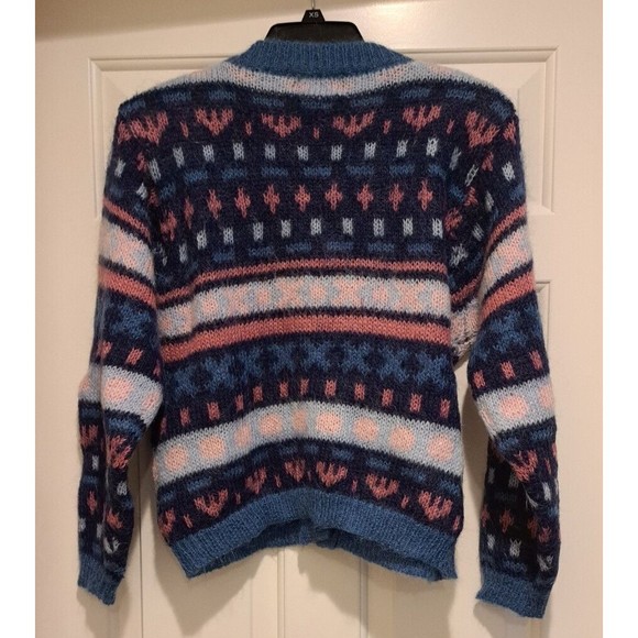 Paris Sports Club Women's Vtg Multi-Color Mohair Blend Button Up Sweater Sz M - Picture 3 of 6